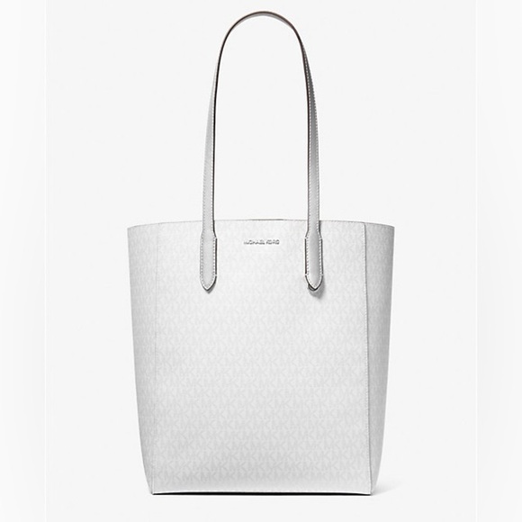 NWT MICHAEL Michael Kors Vincent Large Logo Tote Bag With Card Case Ivory - Picture 2 of 13